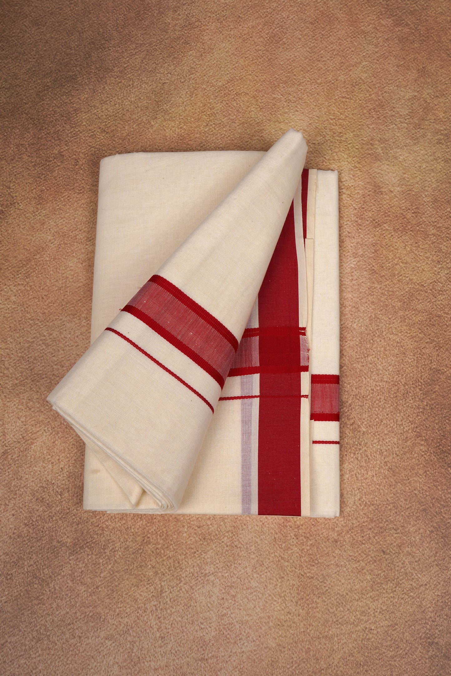 FD-174C CREAM DOUBLE DHOTHIE 3.80 MTR - Pink