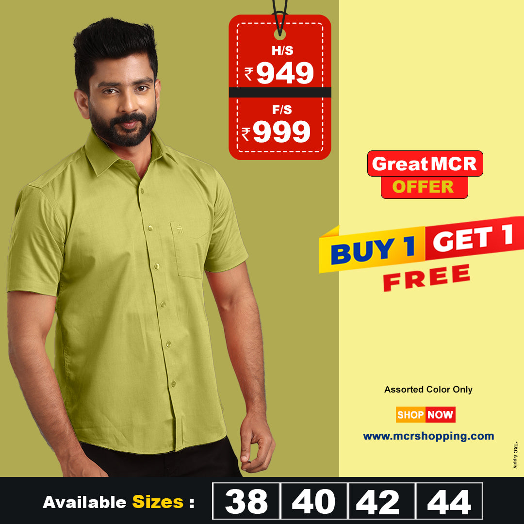 Great MCR Offer Combo Colour Shirt (Buy 1 get 1 free) (Assorted Color Only)