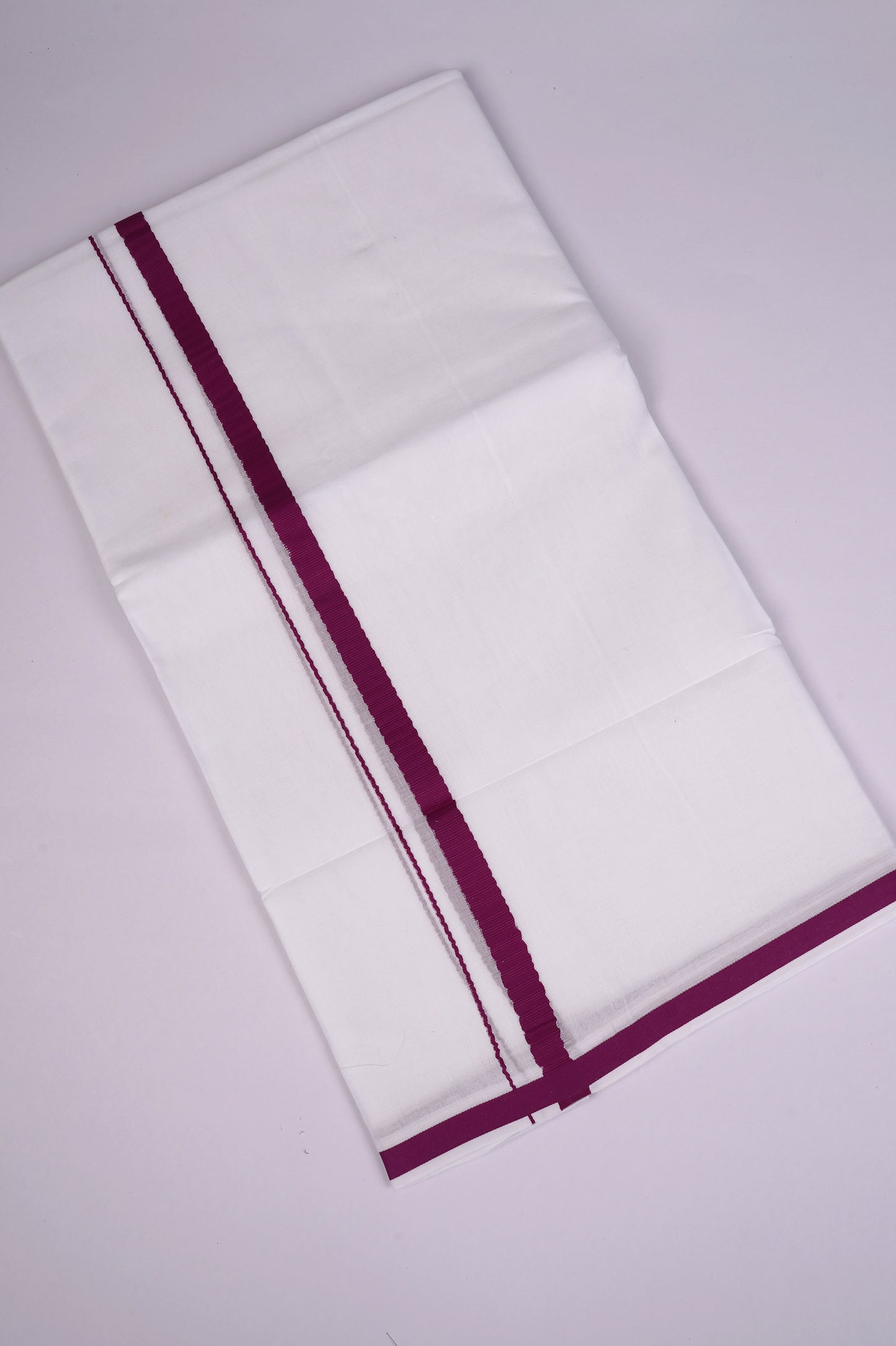 HD-28 WHITE DOUBLE DHOTI  3.80 MTR - violet