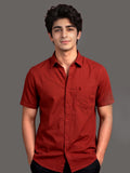 Stain Free Half Sleeve Formal Red Color Shirt For Men-68002