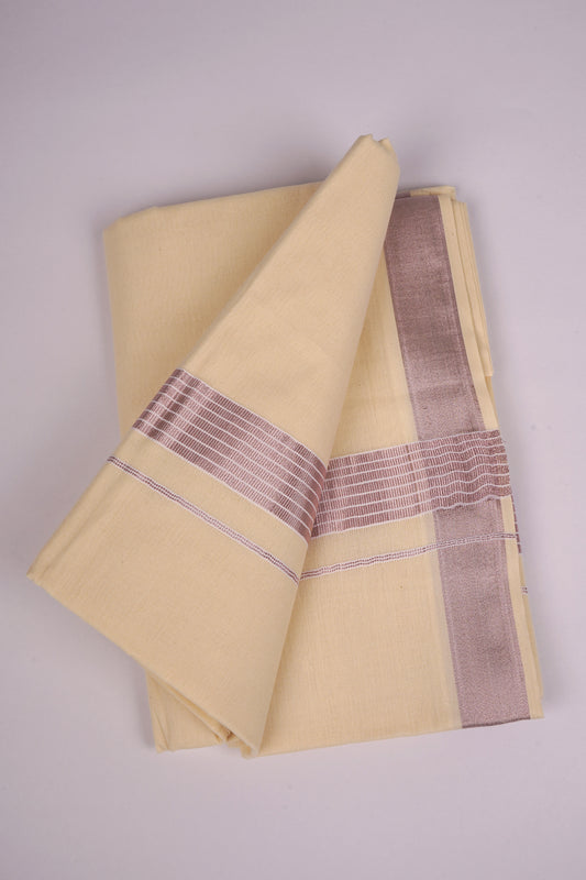 RGD-02C CREAM DOUBLE DHOTI  4.00 MTR