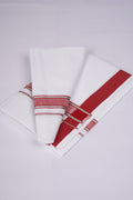 Mens Cotton Blend White Dhoti Single Fancy Border 2.00 m|FS-105 MAROON