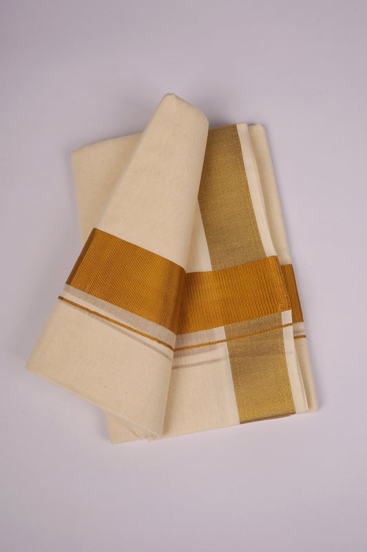 2 TIME GOLD CREAM DOUBLE DHOTHIE 3.80 MTR