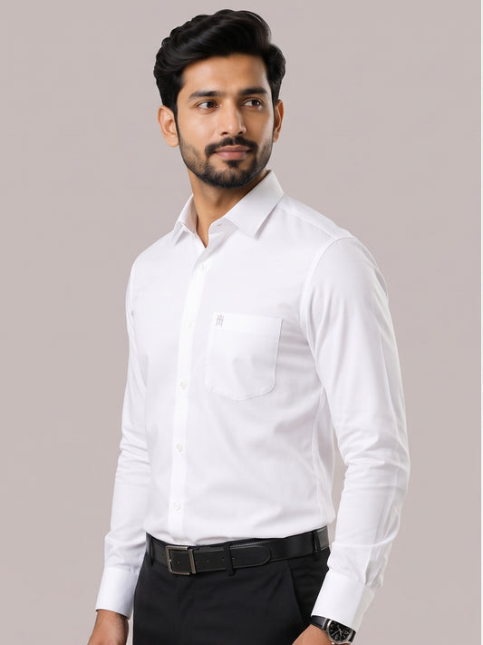 Anti Wrinkle Free Formal White Shirt For Men