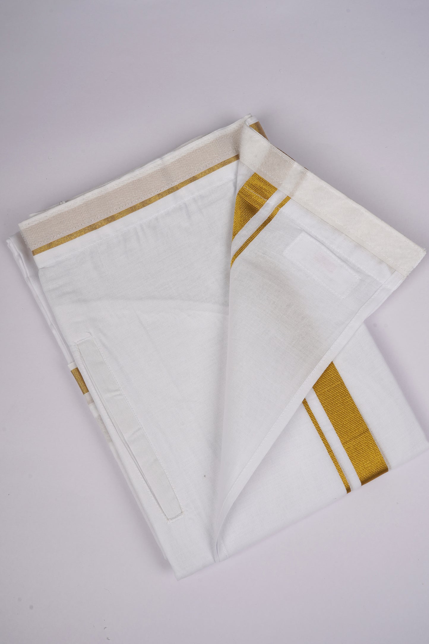 PKT GLD-01 VELCRO WHITE DOUBLE DHOTI