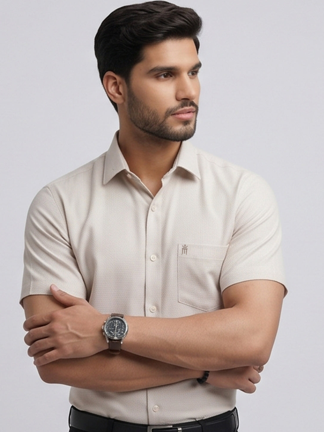 MCR Men Formal Colour Shirt - Beige  92054 ICE BERG