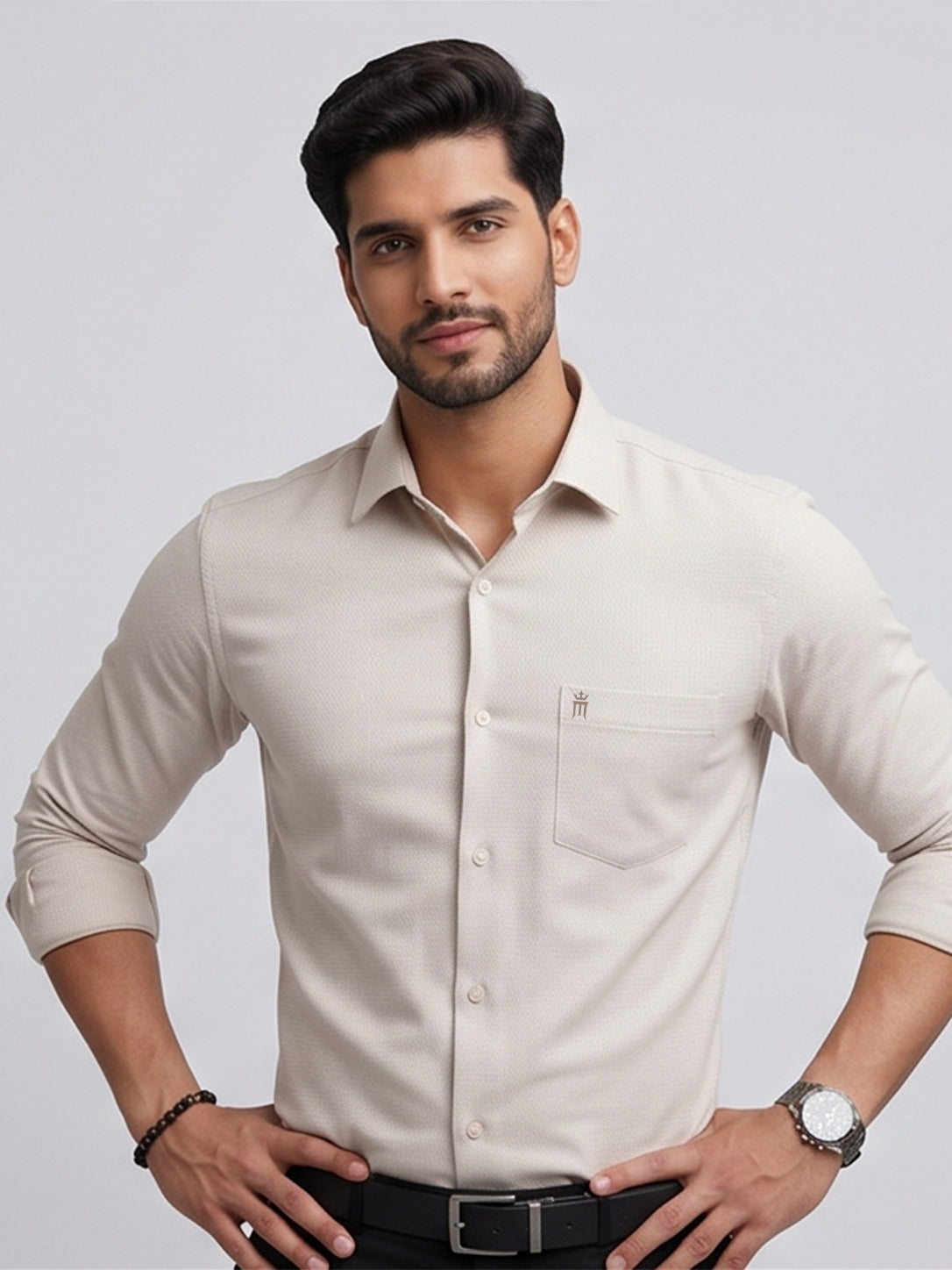 MCR Men Formal Colour Shirt - Beige  92054 ICE BERG