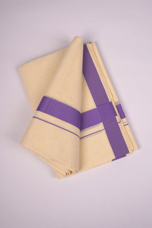 FD-08C CREAM DOUBLE DHOTHIE 3.80 MTR-Violet