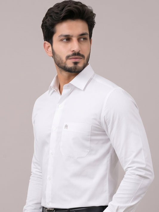 Crown Lin Formal White Shirt For Men