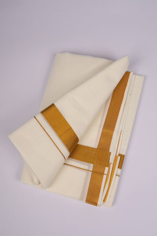 GLD-33C CREAM DOUBLE DHOTI  3.80 MTR
