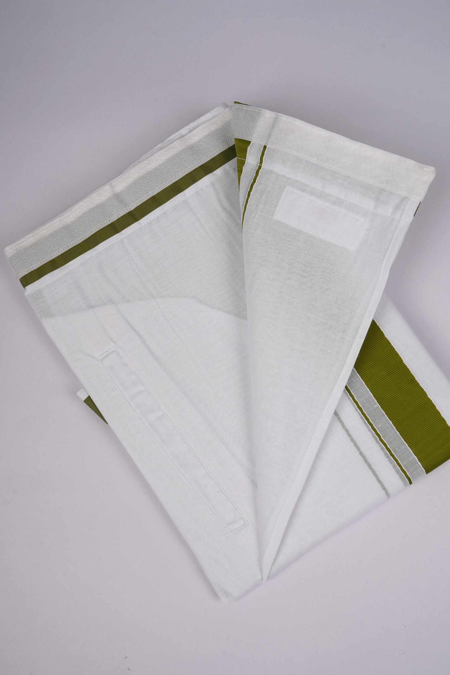 PKT FD-01 VELCRO WHITE DOUBLE DHOTI- Dark Green