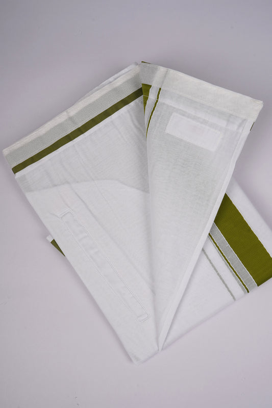 PKT FD-01 VELCRO WHITE DOUBLE DHOTI- Dark Green