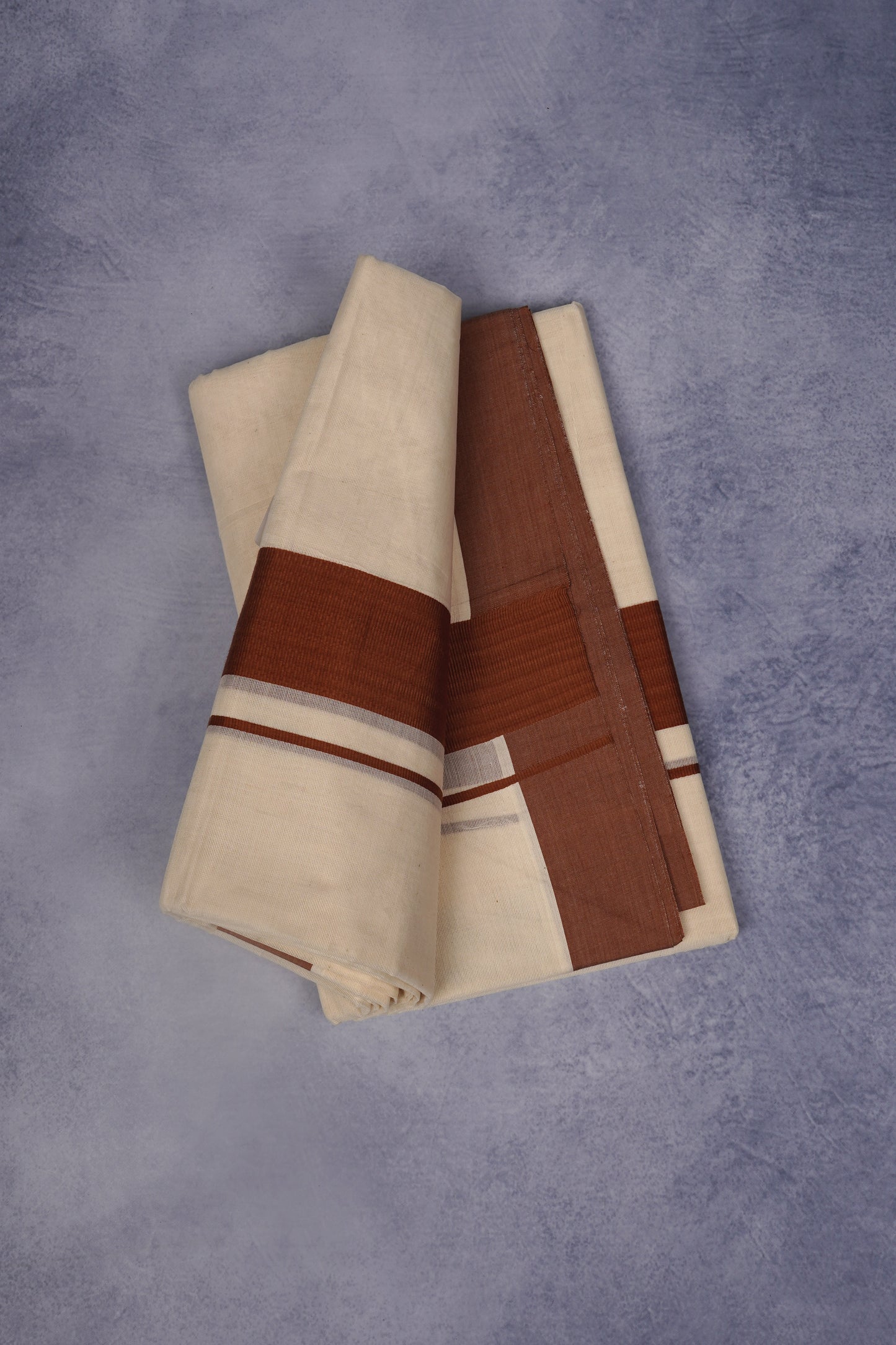 FCD-77C CREAM DOUBLE DHOTI  4.00 MTR-Brown
