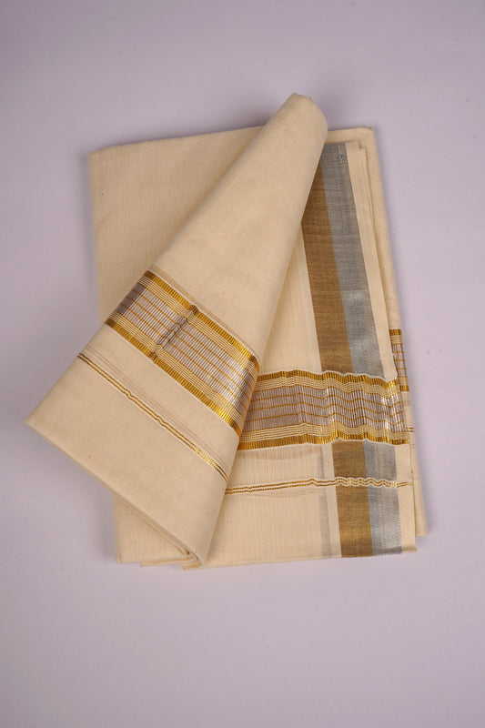 GLD-149C CREAM DOUBLE DHOTI  4.00 MTR