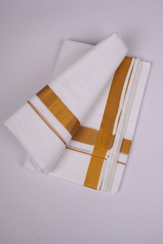 GLD-101 WHITE DOUBLE DHOTI  4.00 MTR
