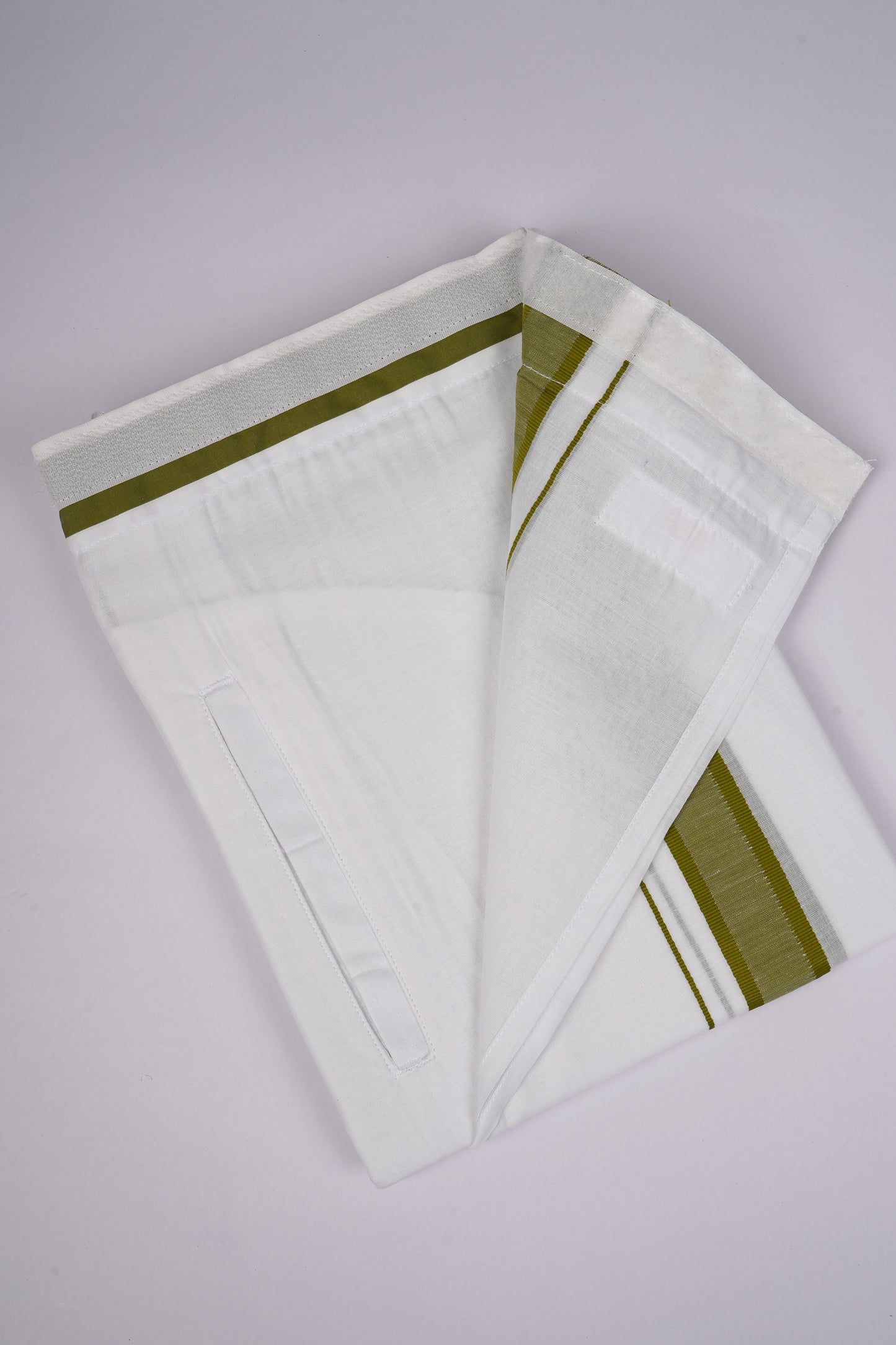 PKT FD-02 VELCRO WHITE DOUBLE DHOTI - Green
