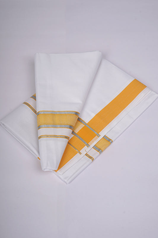 FS-105 W/S DHOTI  2.00 MTR - Silver Yellow