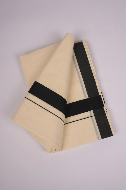 FD-08C CREAM DOUBLE DHOTHIE 3.80 MTR-Dark Blue