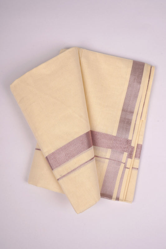 GLD-135C CREAM DOUBLE DHOTI  3.80 MTR
