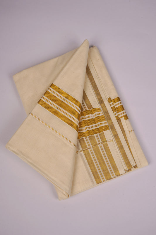 SLD-66C CREAM DOUBLE DHOTI  4.00 MTR