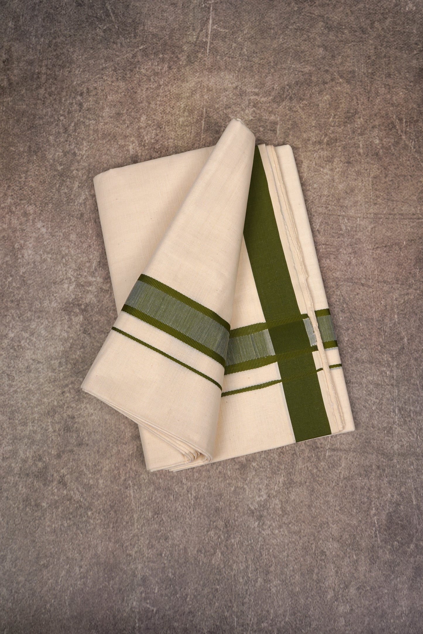 FD-91C CREAM DOUBLE DHOTI 3.80 MTR - Green