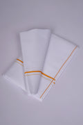 Mens Pure Cotton White Dhoti Single Small  Border Stain Free 2.00 m|SS-STAIN  GOLDEN YELLOW