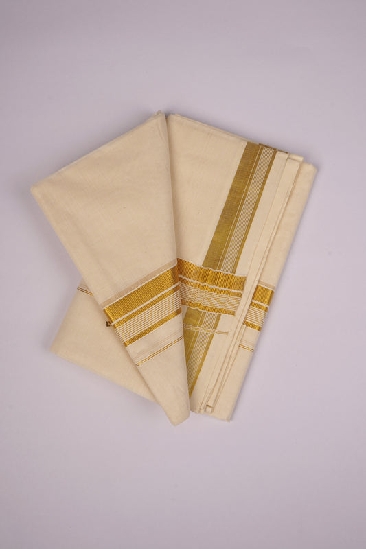 GLD-145C CREAM DOUBLE DHOTI  4.00 MTR