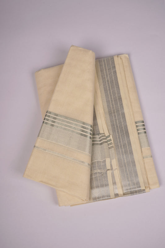 SLD-81C CREAM DOUBLE DHOTI  4.00 MTR
