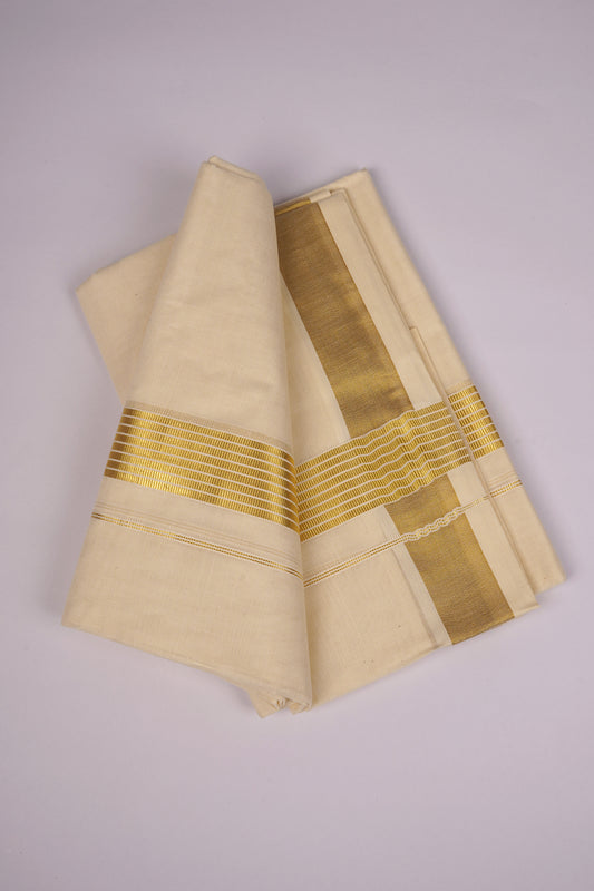 GLD-120C CREAM DOUBLE DHOTI  4.00 MTR