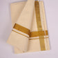 GLD-90C CREAM DOUBLE DHOTI  3.80 MTR