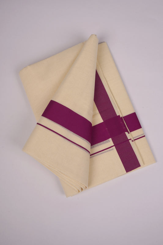 FD-08C CREAM DOUBLE DHOTHIE 3.80 MTR-Dark violet