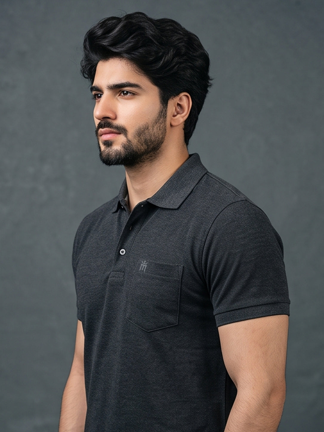 Python Plain Chargoal Milange Color T-Shirt - 70003