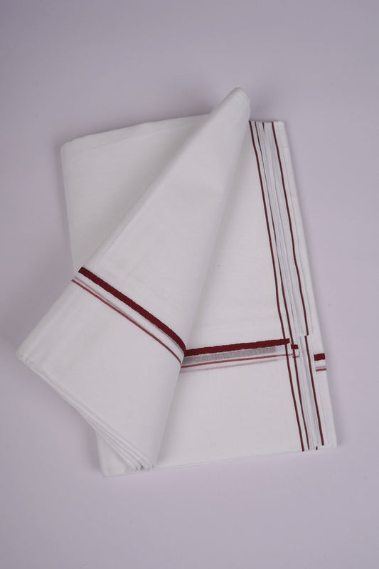 SD-16 WHITE DOUBLE DHOTI  4.00 MTR - Brown