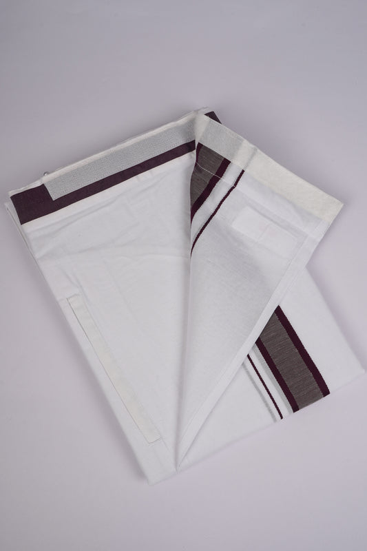 PKT FD-02 VELCRO WHITE DOUBLE DHOTI - Maroon
