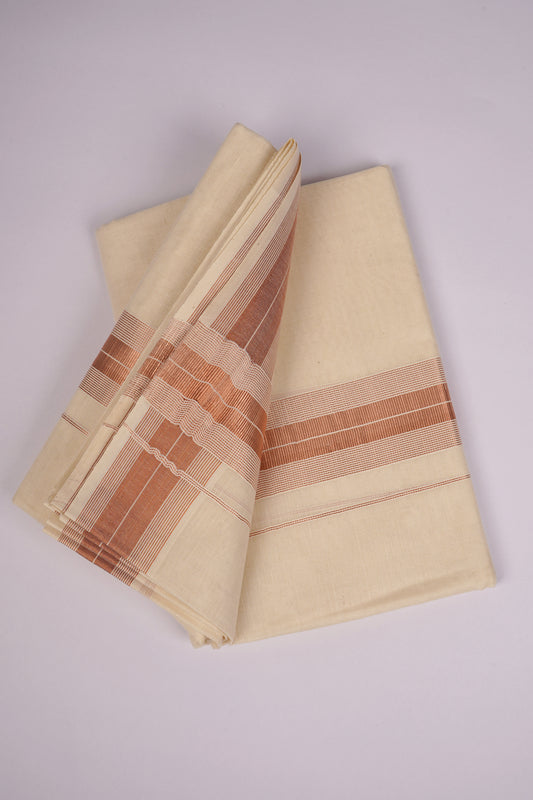 COPPER-13C CREAM DOUBLE DHOTHIE 4.00 MTR