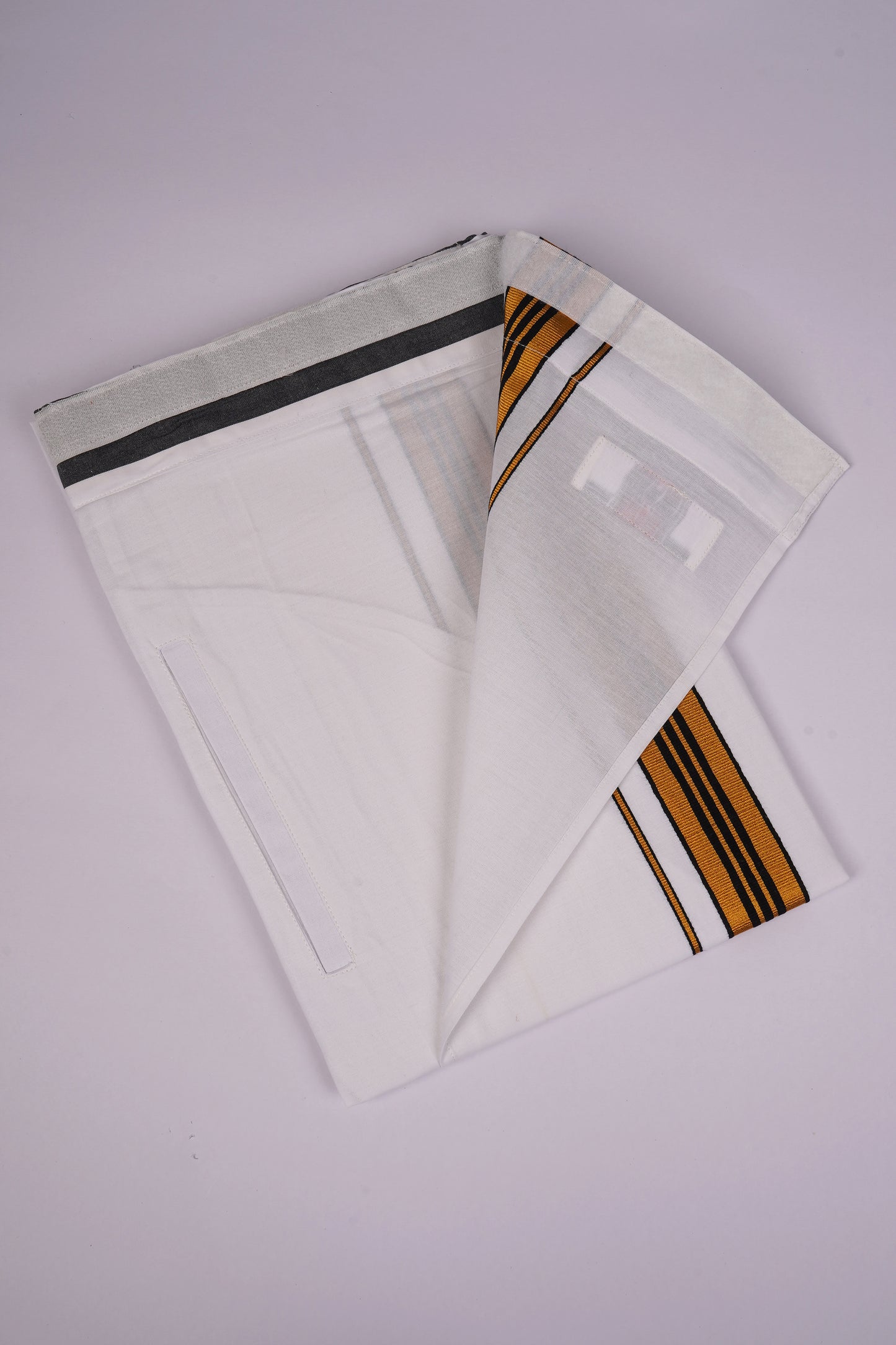 PKT FS-01 VELCRO WHITE SINGLE DHOTI -Gold Black