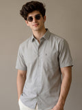 Stain Free Half Sleeve Formal Grey Color Shirt For Men-68004