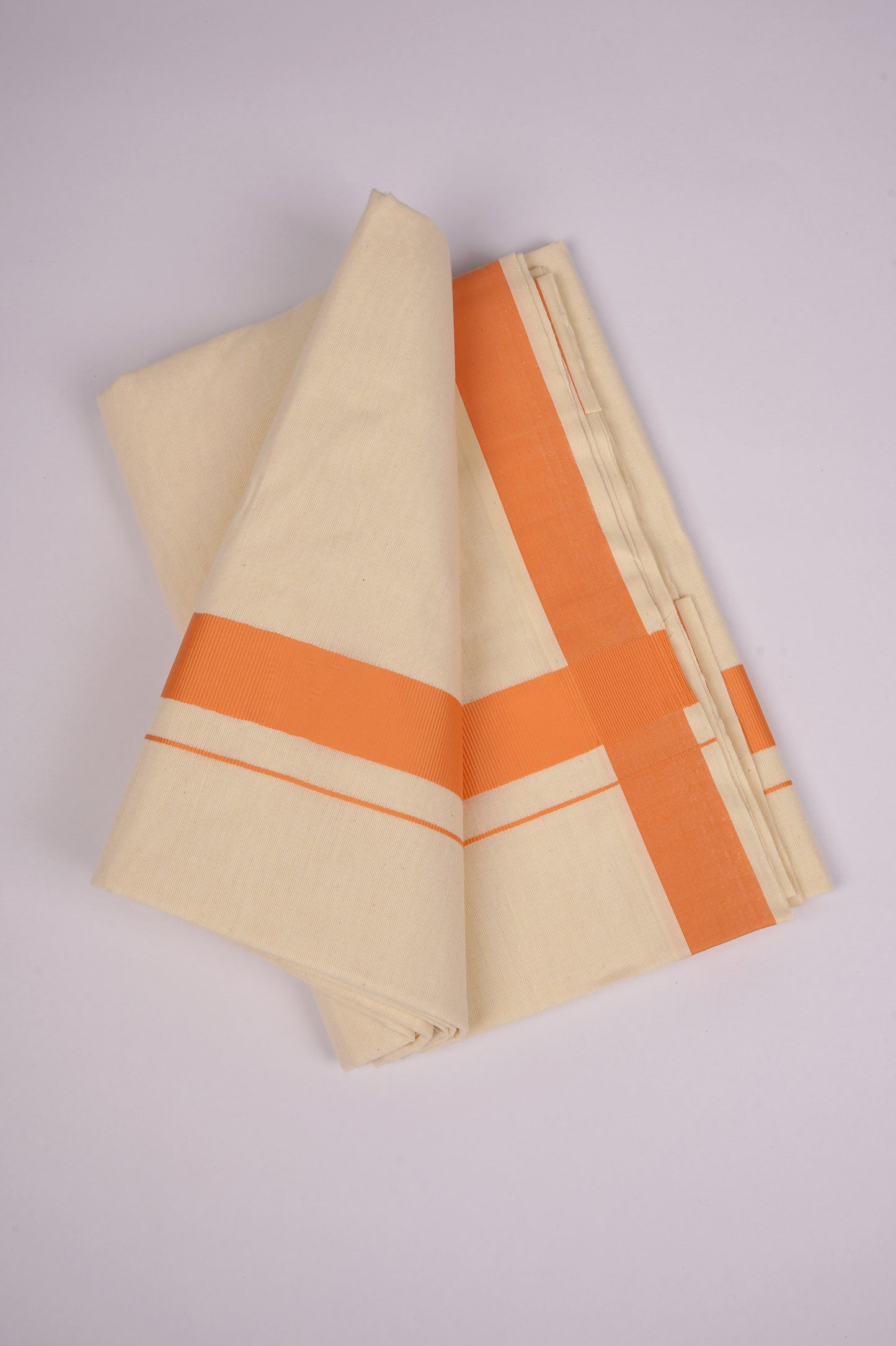 FD-08C CREAM DOUBLE DHOTI 3.80 MTR- Orange