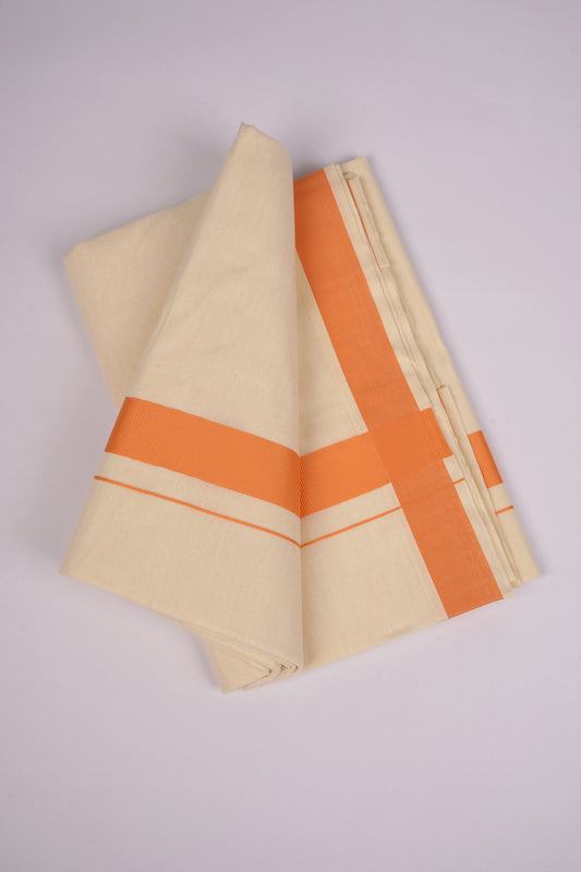 FD-08C CREAM DOUBLE DHOTHIE 3.80 MTR- Orange