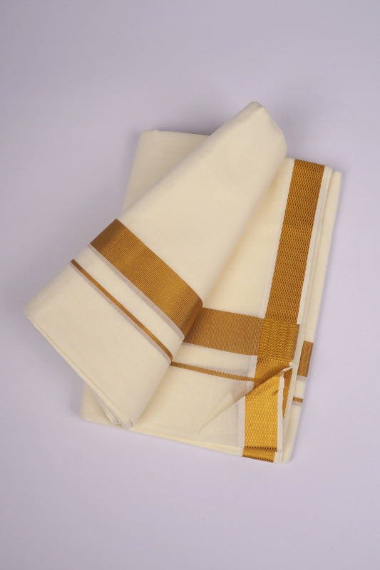 GLD-39C CREAM DOUBLE DHOTI  4.00 MTR