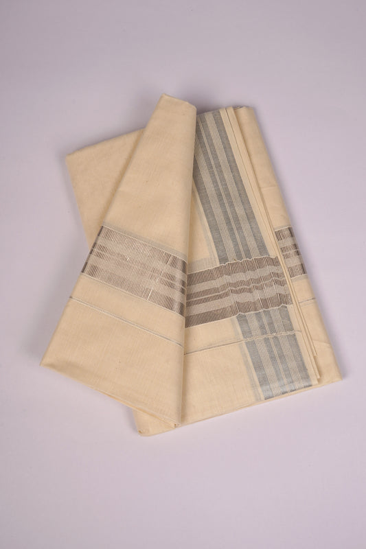 SLD-76C CREAM DOUBLE DHOTI  4.00 MTR