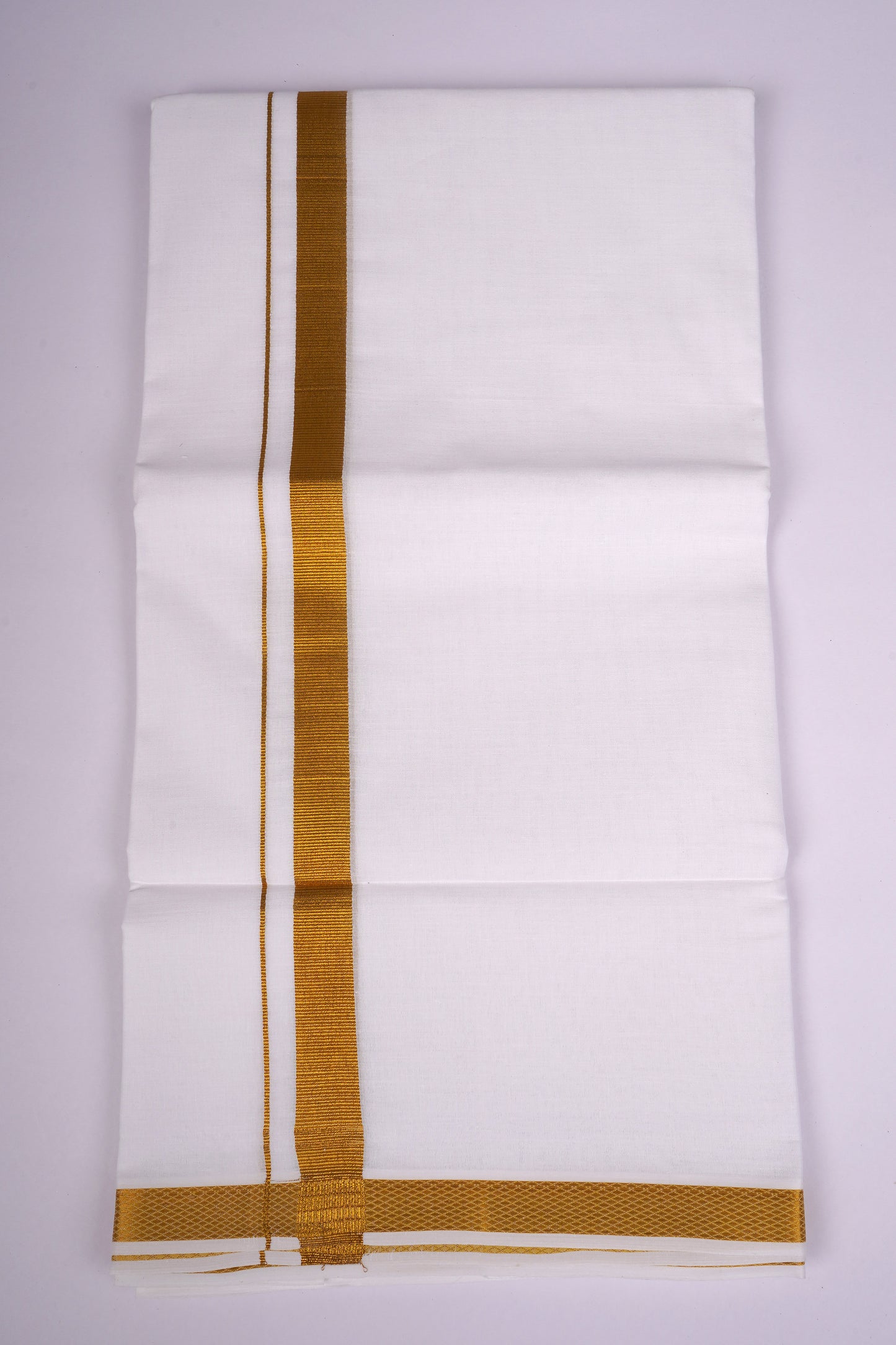GLD-37 WHITE DOUBLE DHOTI  3.80 MTR
