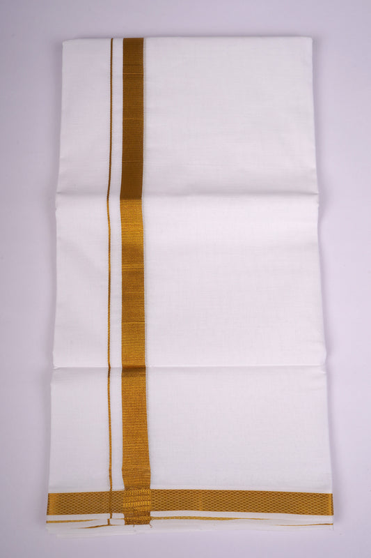 GLD-37 WHITE DOUBLE DHOTI  3.80 MTR