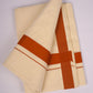 FD-08C CREAM DOUBLE DHOTI  3.80 MTR-Light Orange