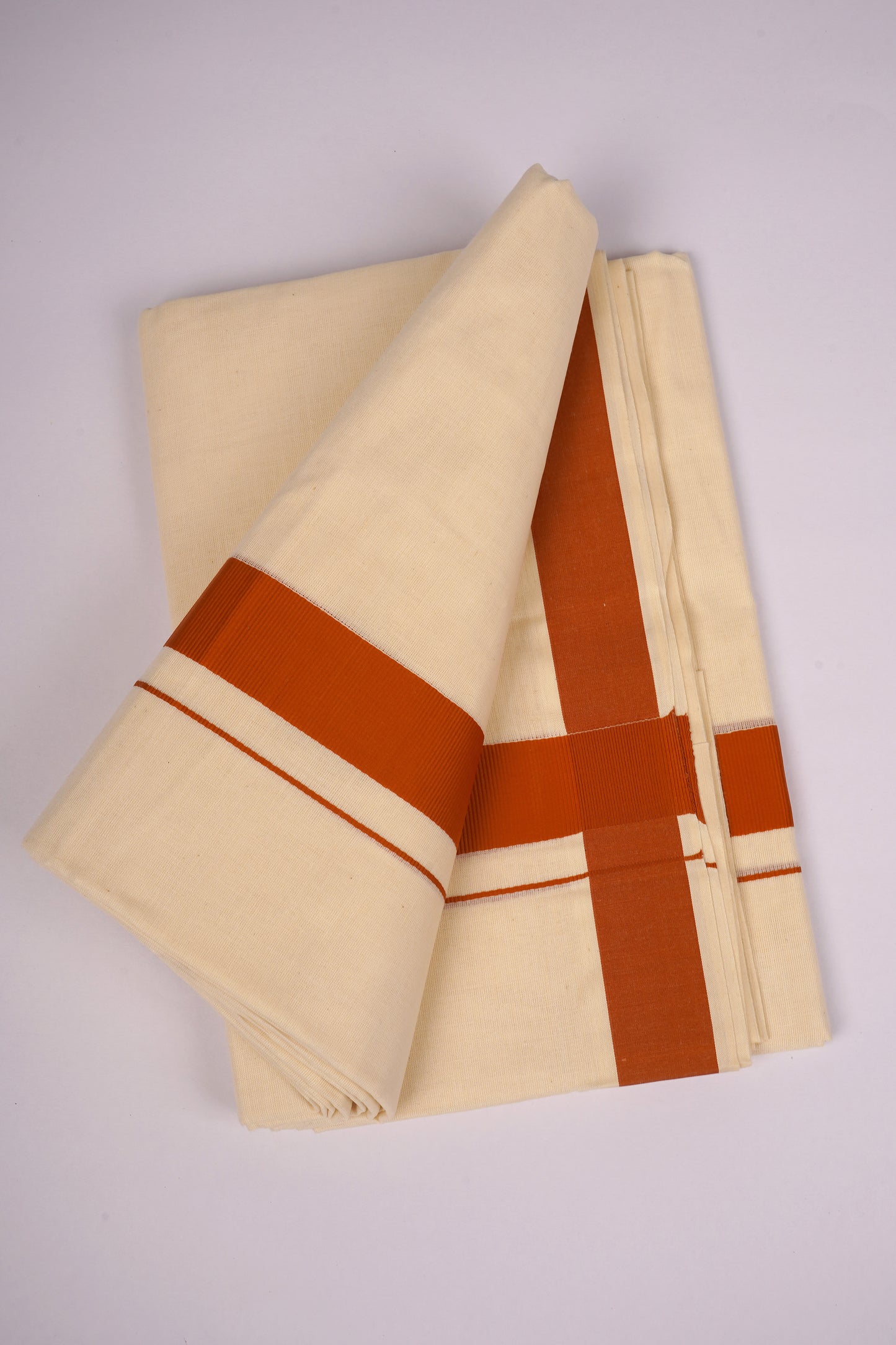 FD-08C CREAM DOUBLE DHOTI  3.80 MTR-Light Orange