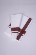 Mens White Single Dhoti Cotton Blend with Fancy Border - 2.00M | FS-136 - Dark Violet