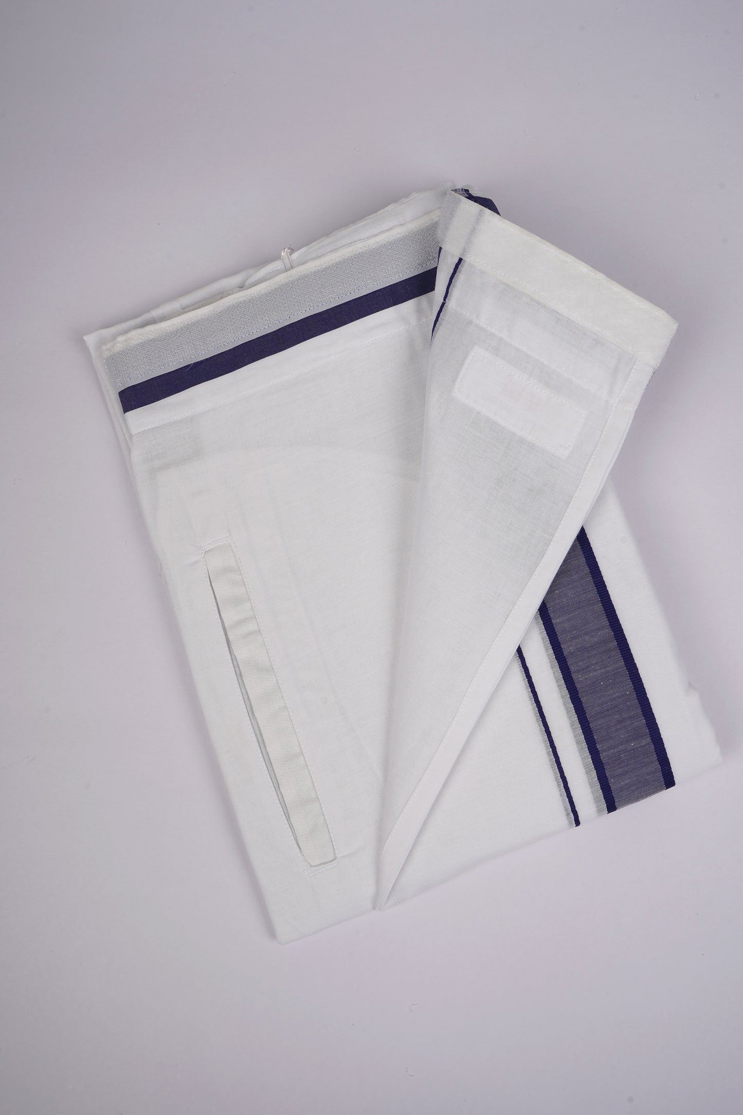 PKT FD-02 VELCRO WHITE DOUBLE DHOTI - Blue