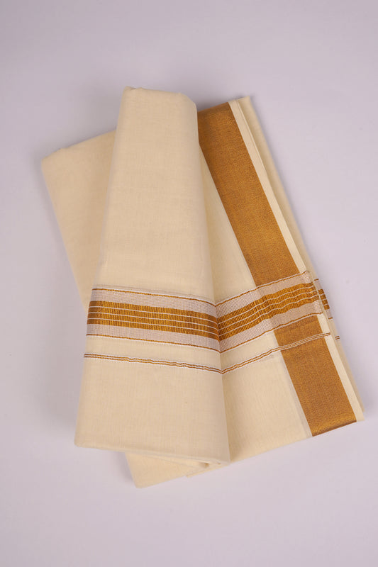 GLD-164C CREAM DOUBLE DHOTI  4.00 MTR