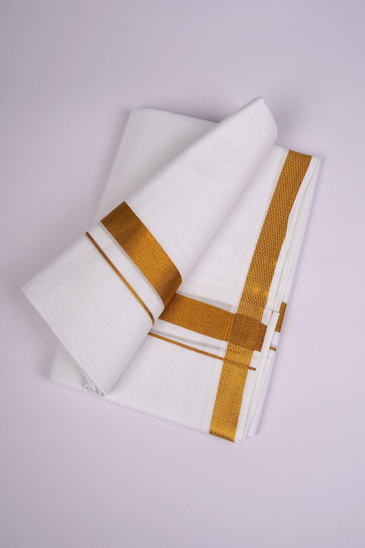 GLD-96 WHITE DOUBLE DHOTI   3.80 MTR