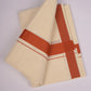 FD-08C CREAM DOUBLE DHOTI  3.80 MTR-Dark Orange